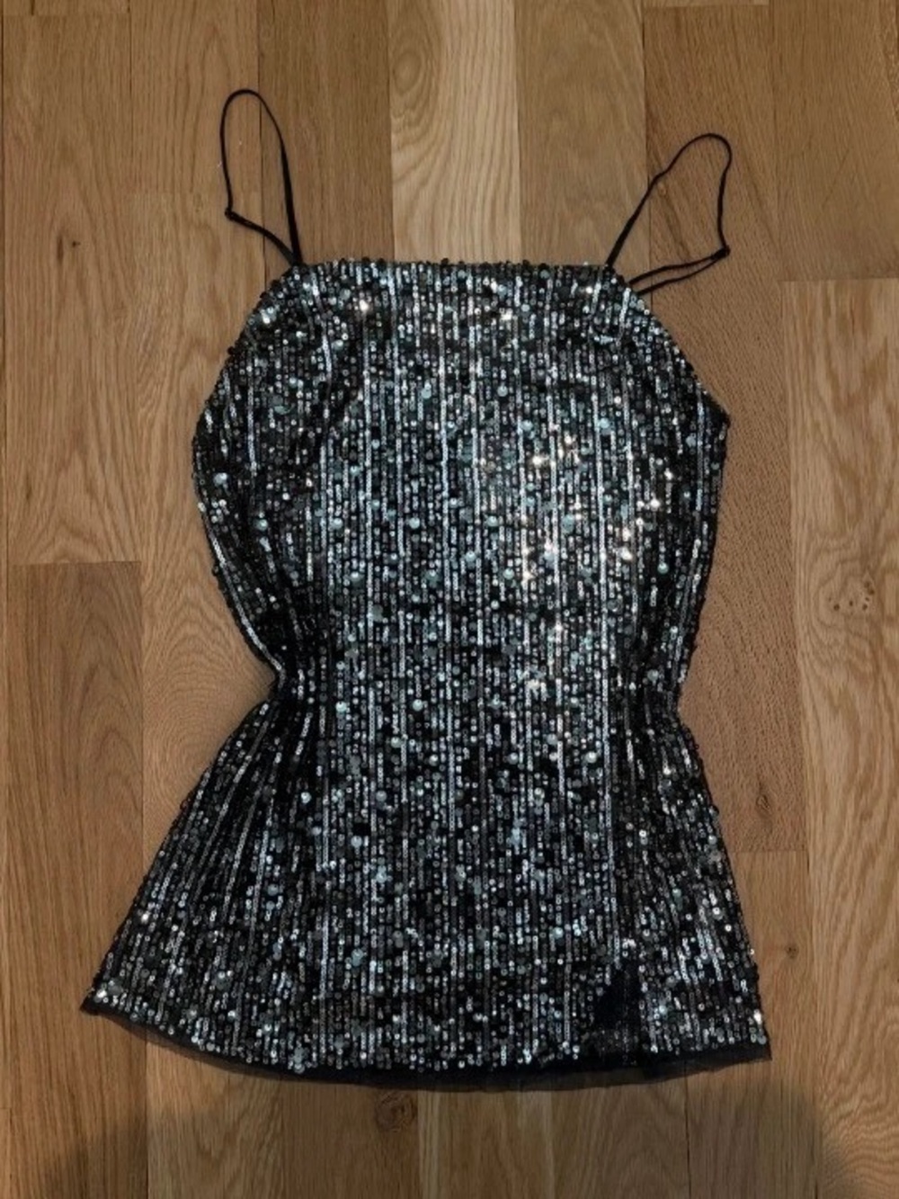 free people intimately black silver sequin mini dress